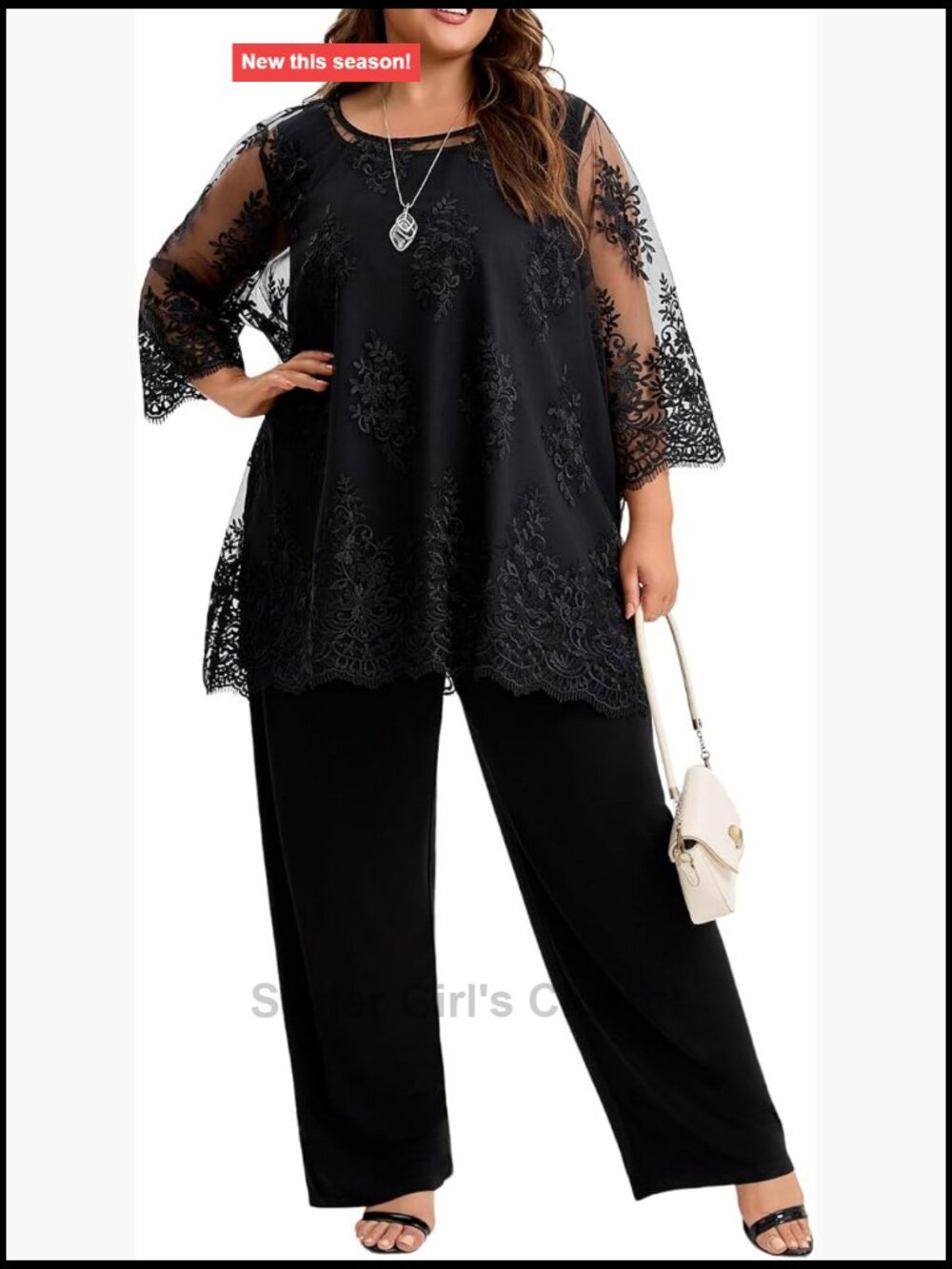 Plus Size Mother of Bride Pantsuit 2 Piece Lace Embroidered Formal Wedding